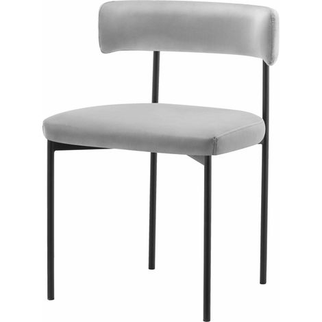 Selsey LOANNY - Sedia imbottita – velluto grigio – gambe nere