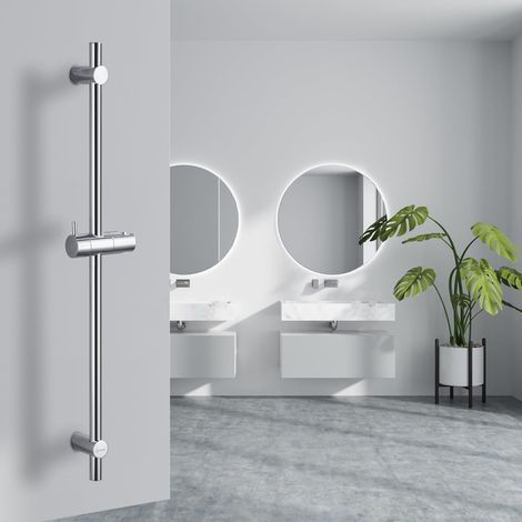 Barre de douche en acier inoxydable de 90 cm, avec support pour pommeau de douche (1/5)