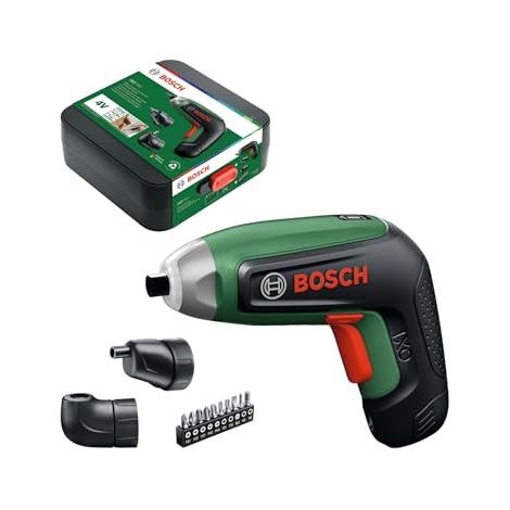 Bosch IXO8 atornillador a batería (incl. adaptadores angular y excéntrico, set de 10 puntas y batería, en caja de almacenaje)