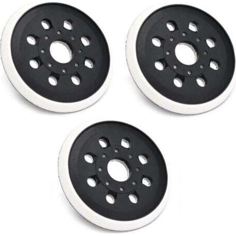 Set di 3 dischi abrasivi da 125 mm per levigatrici roto-orbitali Bosch PEX 220 A, PEX 220 AE, Skil 7402, Skil 7490, con 8 fori per il fissaggio a strappo.