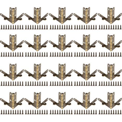 Charnières à ressort 90° en bronze – Lot de 20 pièces pour boîtes à bijoux, coffrets vin et montres, fixation facile sur bois (1/5)