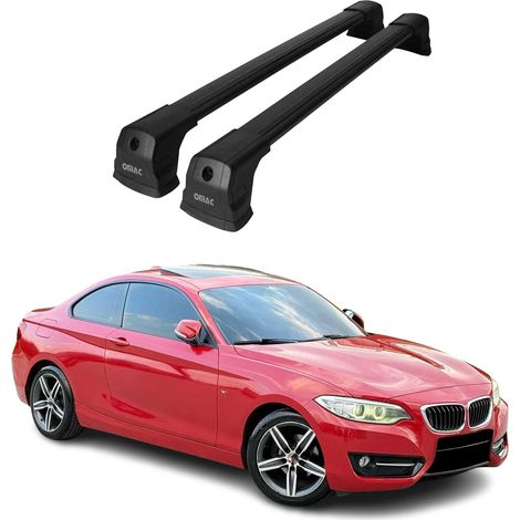 OMAC Dachträger Querträger kompatibel mit BMW 2er F22 Coupe 2012-2021 – 2 Stangen – Abschließbar – Aluminium Schwarz (1/5)