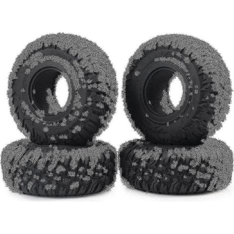 Quatre pneus tout-terrain en caoutchouc de 118 mm (1,9 pouce), compatibles avec le crawler radiocommandé à l'échelle 1/10 SCX10 90046 Axi030 (1/5)