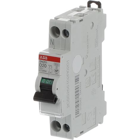 Disjoncteur modulaire SN201 1P+N - Courbe D 20 A/10 kA - ABB (1/5)