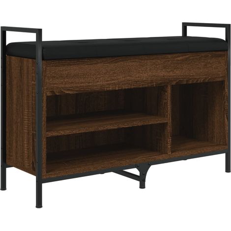 Banco para guardar zapatos con cojín de asiento 85,5 x 32 x 57,5 cm madera contrachapada color roble marrón DEC024879 (1/5)