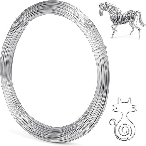 Fil d'Artisanat en Aluminium 1mm x 40m, Flexible Fil Aluminium Argent Sculpture, Fil Métallique pour Fabrication à Main Pour Bijoux, Modelage, Sculpture, Loisirs Créatifs Et DIY (1/5)