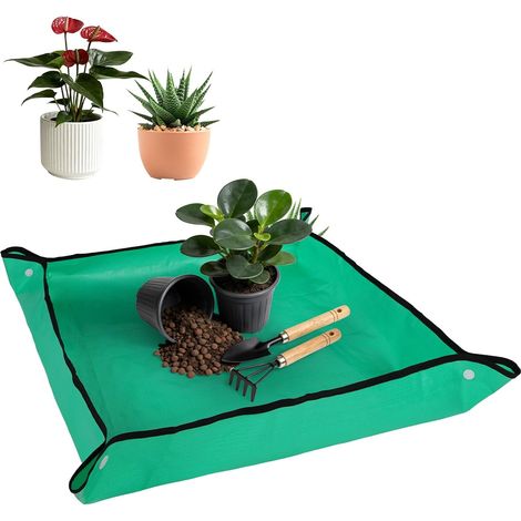 Tapete impermeable para jardinería, 66 x 66 cm, tapete para plantar en el jardín, tapete impermeable para trasplantar suculentas, cuidado de plantas de interior. (1/5)