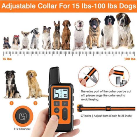 Dog Shock Collar 500M Dog Training Collar with Remote Rechargeable IPX7 Waterproof Electronic Collar for Small and Medium Dogs Black (1/3)