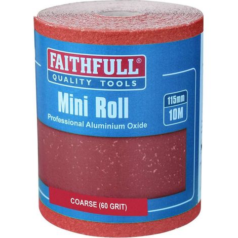Aluminium Oxide Sanding Paper Roll Red Heavy-Duty 115mm x 10m 60G FAIAR1060R