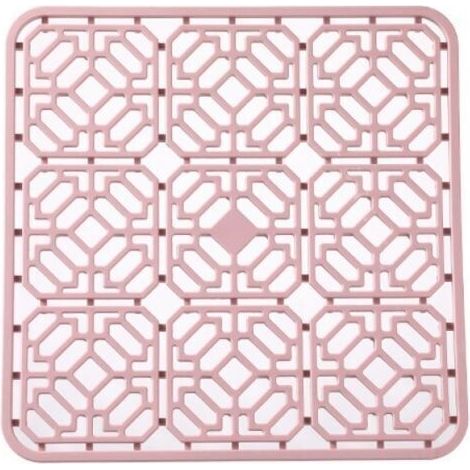 Tapis d'égouttage en silicone pour cuisine – Résistant à la chaleur, protecteur de plan de travail antidérapant, conception creuse pour l'évacuation de l'eau, découpable sur mesure (rose, 30 x 30 cm)