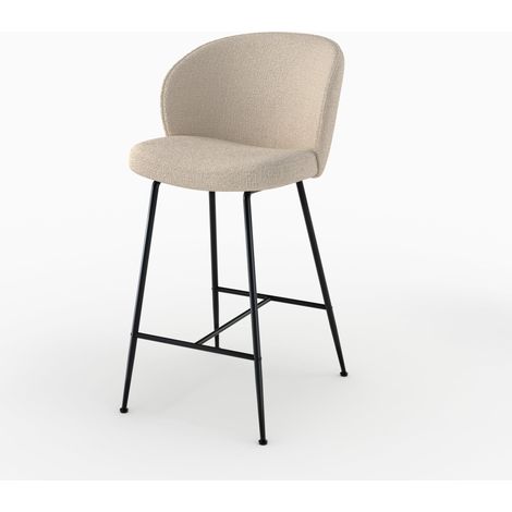 Silla de bar de tela boucle beige 66 cm - Groom (1/4)