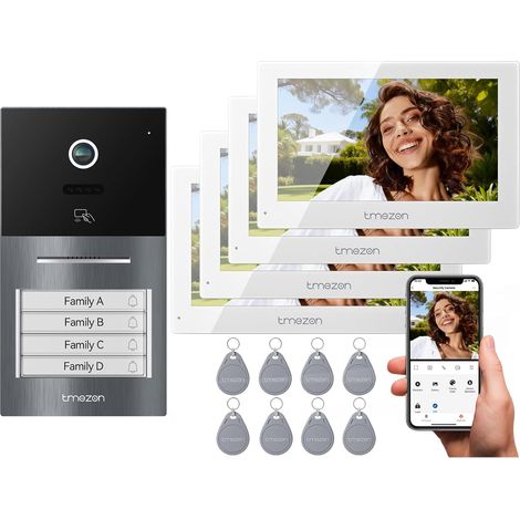 Visiophone Filaire 2 Fils Y70 Interphone Vidéo WiFi IP Moniteur écran Tactile Sonnette Caméra Vision Nocturne Badges Detection Humaine (1/5)