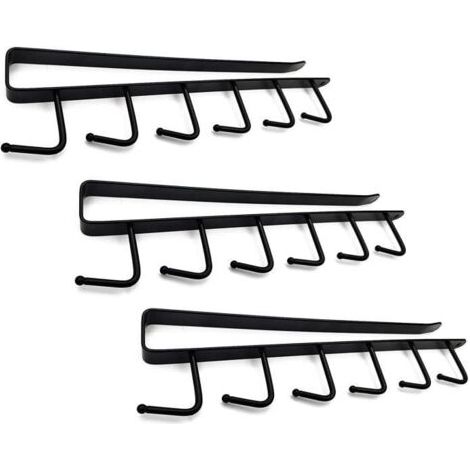 Porte-gobelet suspendu - Non spécifié - Lot de 3 - Métal noir - Installation sans perçage - Style industriel (1/4)