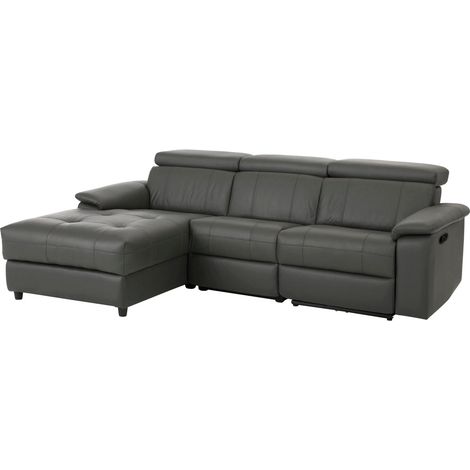 Tanaro-Chaise longue Canapé 3 places droite avec fonction manuelle en cuirPU gris