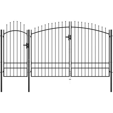 Portail en acier - vidaXL Portail de jardin Woerden en acier noir 1,95 m x 4 m - Portail noir (1/5)