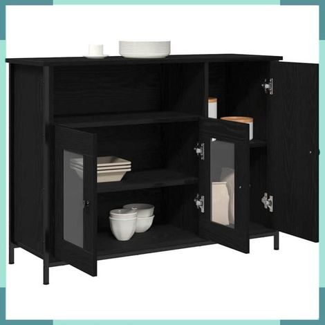 Buffet - 869093 - Chêne noir - 3 portes - Grand espace de stockage (1/5)
