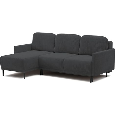 Selsey Hamiel – Ecksofa mit Schlaffunktion & Bettkasten, Cord, Universal, Blaugrau
