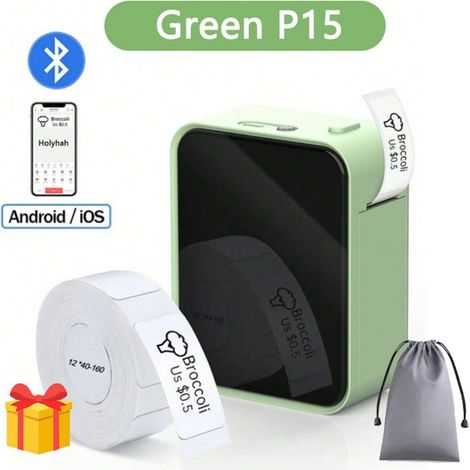 P15 Tragbarer Bluetooth-Etikettendrucker, Hellgrün