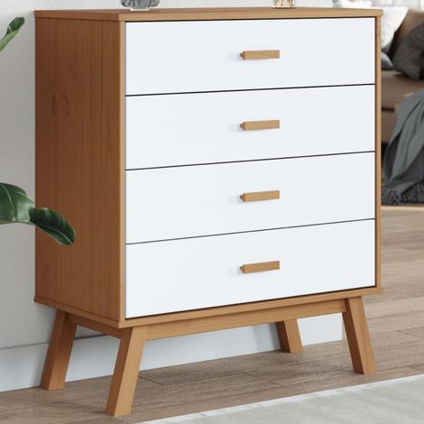 Drawer Cabinet OLDEN White and Brown Solid Wood Pine vidaXL (1/5)
