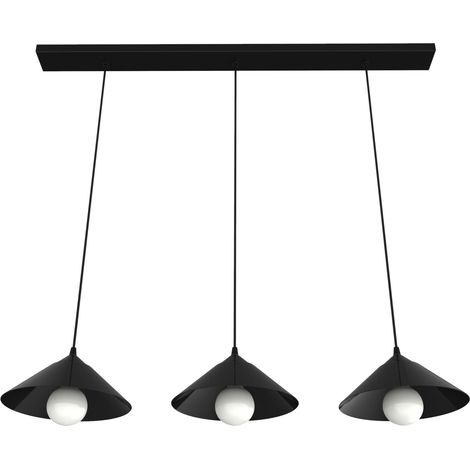 LUMICOM  CHAPEAU Binario, 3XE27, max 42W, metallo, nero lucido, D25cm (1/2)