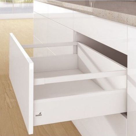 Kit complet tiroir ArciTech à casseroles avec tringles profil H126mm paroi arrière H218mm coloris blanc longueur 550mm - HETTICH FRANCE SCS