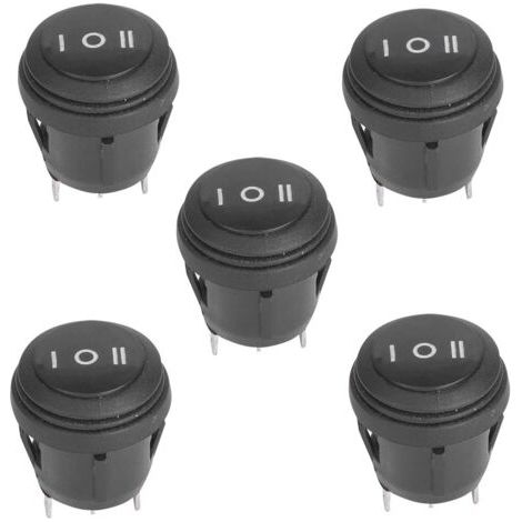 Interrupteur à Bascule, 5Pcs SPST Snap-in ON/OFF/ON 3 Broches 3 Positions Interrupteur à Bascule à Enclenchement Rond 10A / 125V 6A / 250V Bateau Interrupteur à Bascule Pour Voiture/Bateau (1/5)