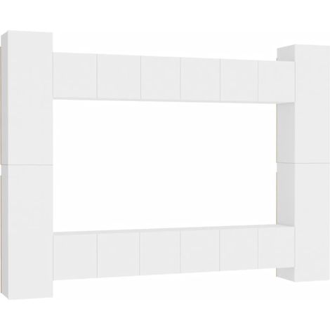 10 Piece TV Cabinet Set White Engineered Wood vidaXL (1/5)
