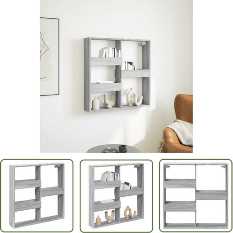 vidaXL Wandschrank Grau Sonoma 80x15x80 cm Holzwerkstoff (1/5)