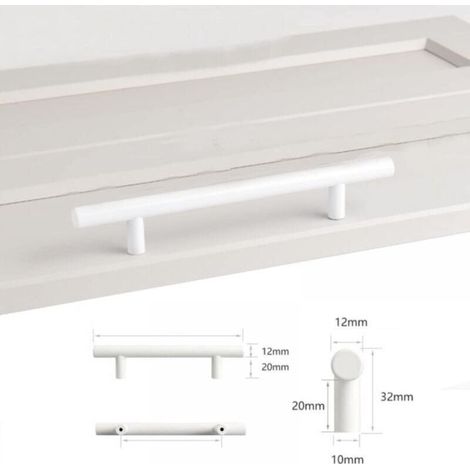 Set of 4 Center Distance 96mm White Furniture Handle, Ø12mm Furniture Handle Kitchen Door Knobs White T Handles Cupboard Drawer (1/5)