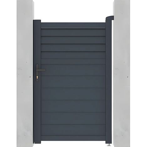 Portillon battant aluminium persienné L103 x H165 cm anthracite - VIAZO (1/4)