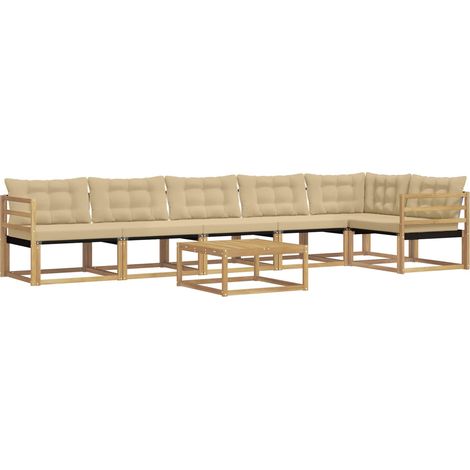Outdoor-Sofagarnitur 7 pcs Weiß und Beige 79 x 79 x 37 cm vidaXL