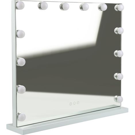 14 Ampoules Hollywood Miroir Maquillage Lumineux,avec 3 Modes D'éclairage Couleur,62 x 52cm,blanc (1/5)