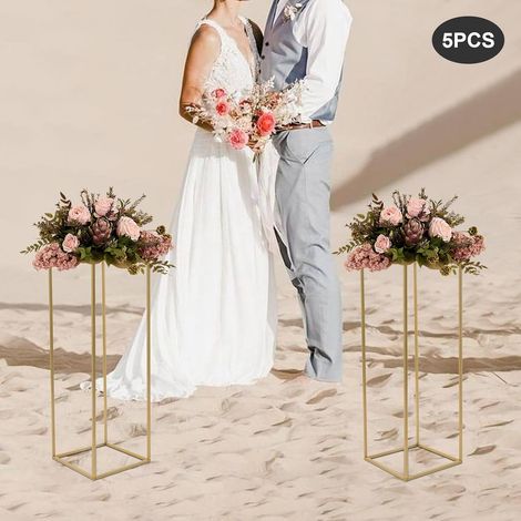 5 Metall Hochzeit Blumenhalter, 31,5 Zoll goldene Geometrie Zentrum Halter, Rechteck für Blumen Zentrum Halter Hochzeit Tisch Dekoration Party (11 11 31,5 Zoll) (1/5)