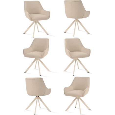 Goeurvant Poltrona girevole a 360° con schienale curvo e morbido cuscino, il connubio perfetto tra stile e comfort - Set di 6 - Beige