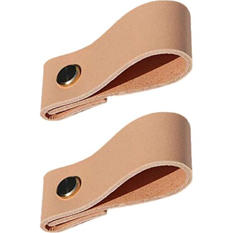 BETOOKY Lot de 4 poignées minimalistes en cuir marron faites (1/5)