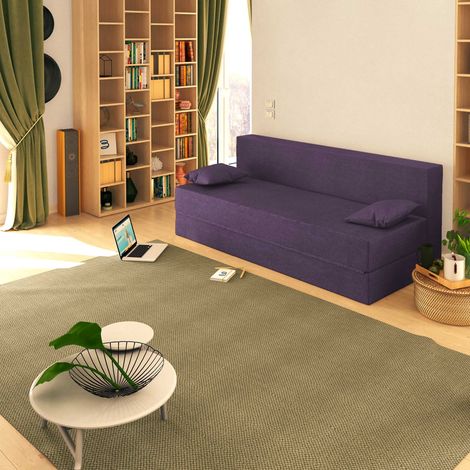 Baldiflex Divano Letto Morbido TreTris 3 Posti che diventa 3 Posti letto colore Viola