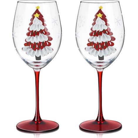Verres à Vin Peints à la Main 560 ml – Motif Festif