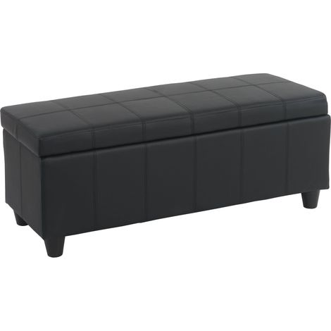 Aufbewahrungs-Truhe Kriens, Sitzbank Bank, Kunstleder, 45x114x45cm schwarz matt