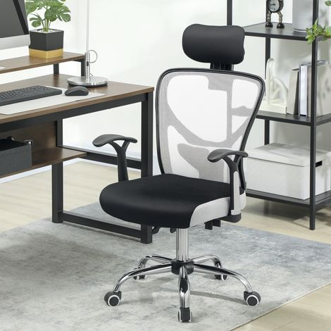 Silla de Escritorio Giratoria con Altura Ajustable Respaldo Reclinable Reposacabezas Regulable y Soporte Lumbar Gris (1/5)