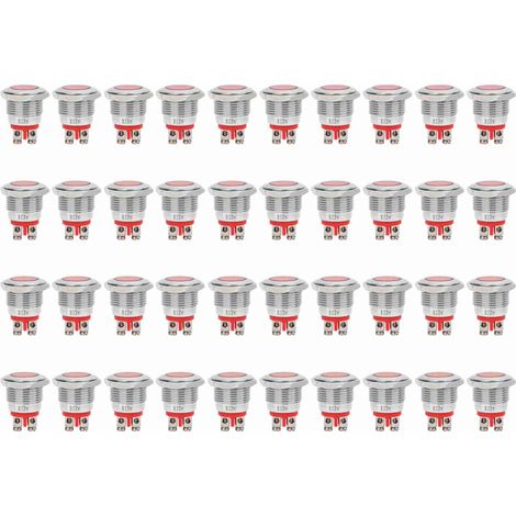 Lot de 40 voyants lumineux LED de signalisation métal BEM-16C IP68 étanche 16mm (rouge 12V) (1/5)