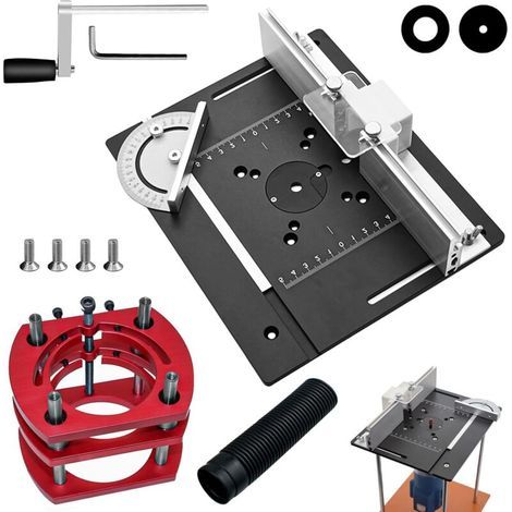 Kit défonceuse Sur Table Aluminium, 65 mm De DiamèTre Défonceuse Sous Table Routeur Lift, Table Défonceuse Kit pour Rainures Et Bordures De Table (Aluminium-Noir) (1/5)