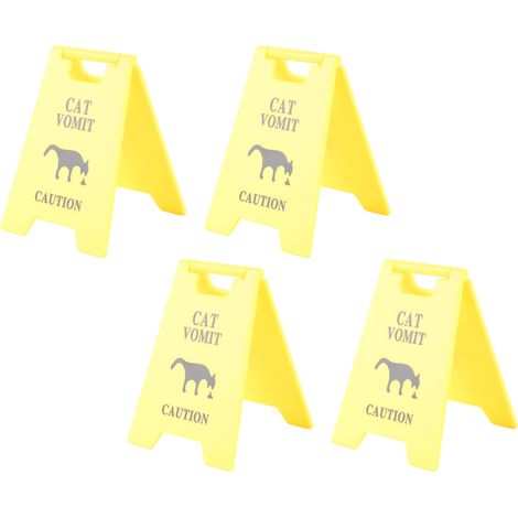 Lot de 4 panneaux signalétiques humour vomi chat imprimés 3D en ABS étanche déco fantaisie avertissement pour amateurs de chats 6,7x10cm (1/5)