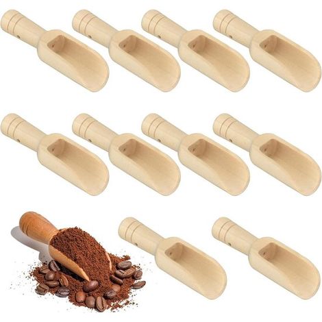 Cucharas de madera, mini cucharillas para sal y especias, detergente para ropa, cucharilla de madera para té, sales de baño y especias, 10 piezas (1/5)