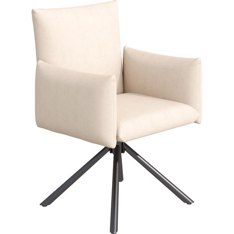 Set de 2 sillas de comedor giratorias 360° tapizadas en terciopelo beige con patas de metal MODENUIT (1/5)