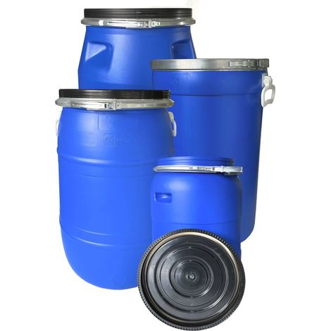 Bidón de Plástico Boca Ancha Azul Homologado para Uso Alimentario y Almacenaje Seguro Cierre Ballesta