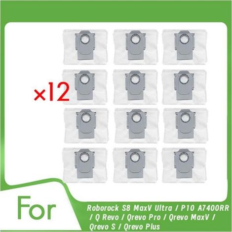12 Sacs à Poussière pour Robot pour Roborock S8 MaxV Ultra / P10 A7400RR / Q Revo / Qrevo Pro / Qrevo MaxV / Qrevo S / Qrevo plus (1/4)