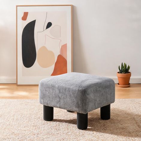 Pouf coloris gris en polyetser plastique 40 x 30 x 24 cm (1/5)