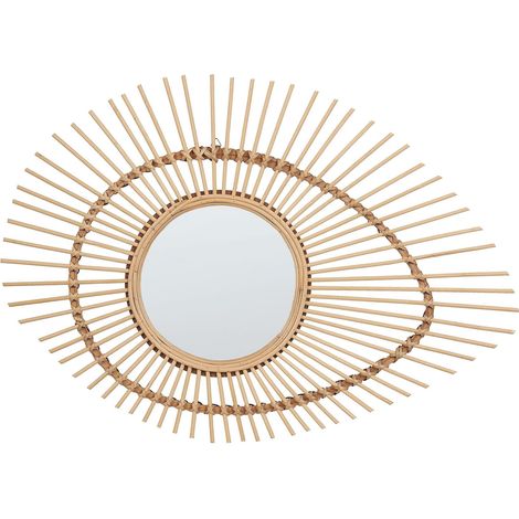 Specchio da parete decorativo cornice in legno di bambù 63 x 35 cm Bario