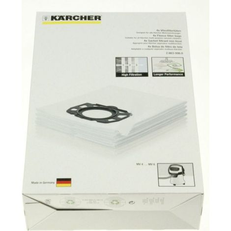 Juego de 4 bolsas filtrantes de algodón para aspiradora KARCHER 28630060
