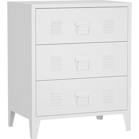 Cómoda elegante práctica unidad de almacenamiento acero metálico 72 x 60 x 40 cm blanco 030006836